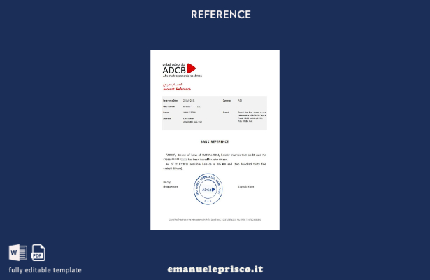 Modello di riferimento ADCB degli Emirati Arabi Uniti in stile verificato